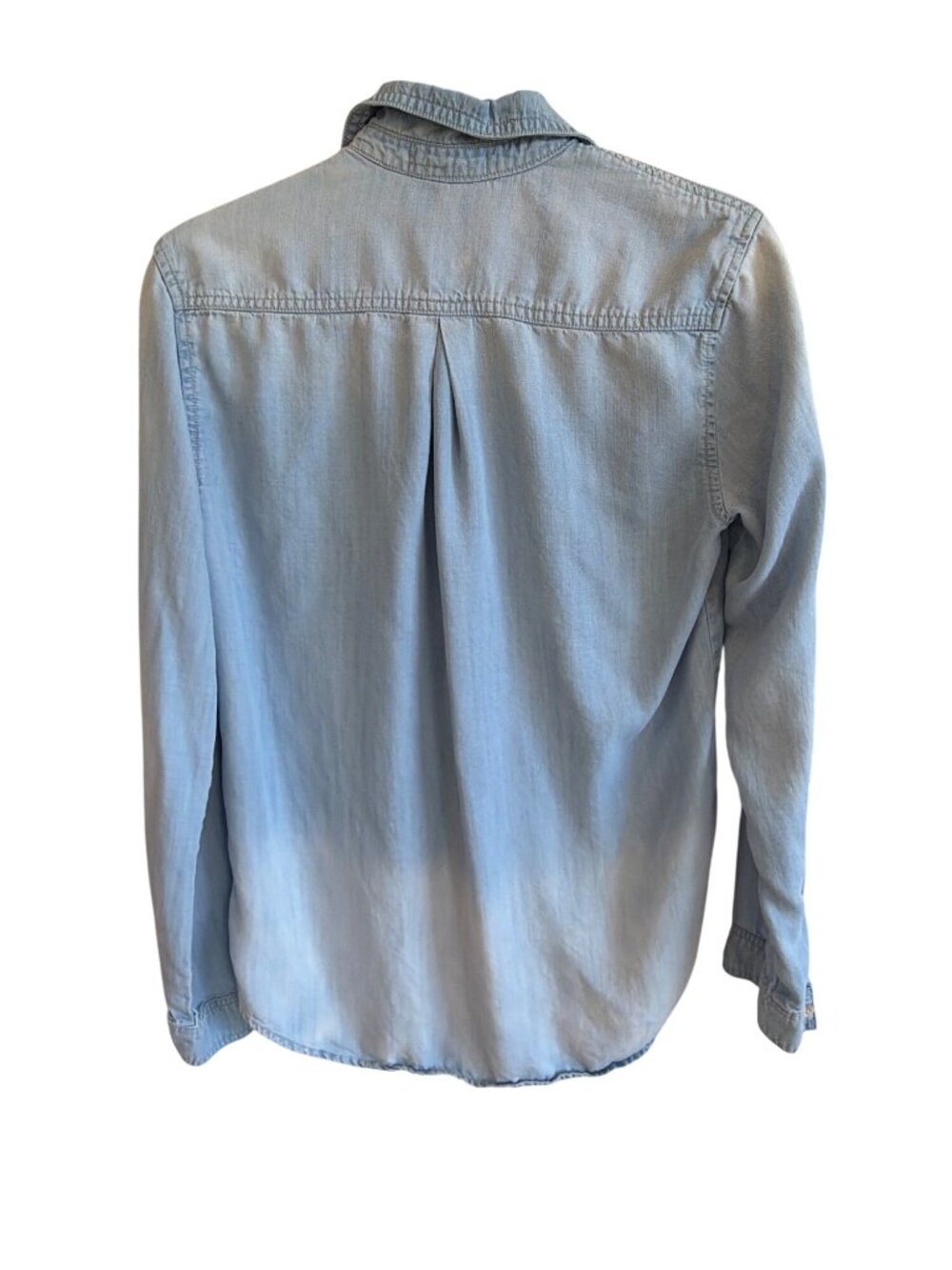 Cloth and Stone Anthropologie Denim Chambray Popover Blouse Shirt V Neck Small - Picture 6 of 7